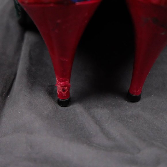 Vintage Heels Womens 8.5 AA Red Pumps Polka Dot 3 Inch Heel Pointed Toe 70s 80s - Picture 6 of 11